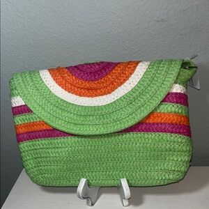 HOWARD'S Colorful Woven Envelope Clutch Summer Purse - Includes Shoulder Strap